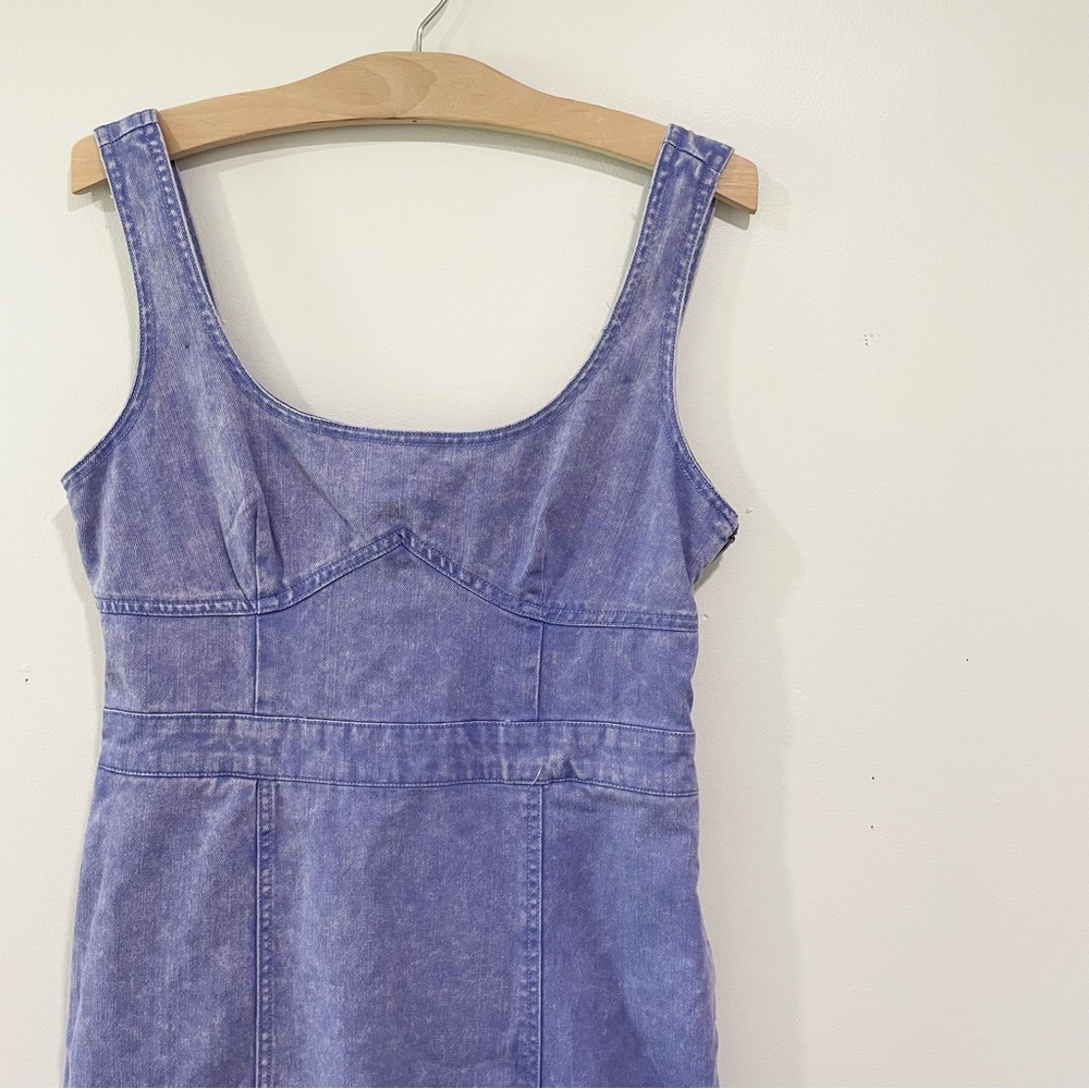 Future Collective | purple denim corset a-line midi dress